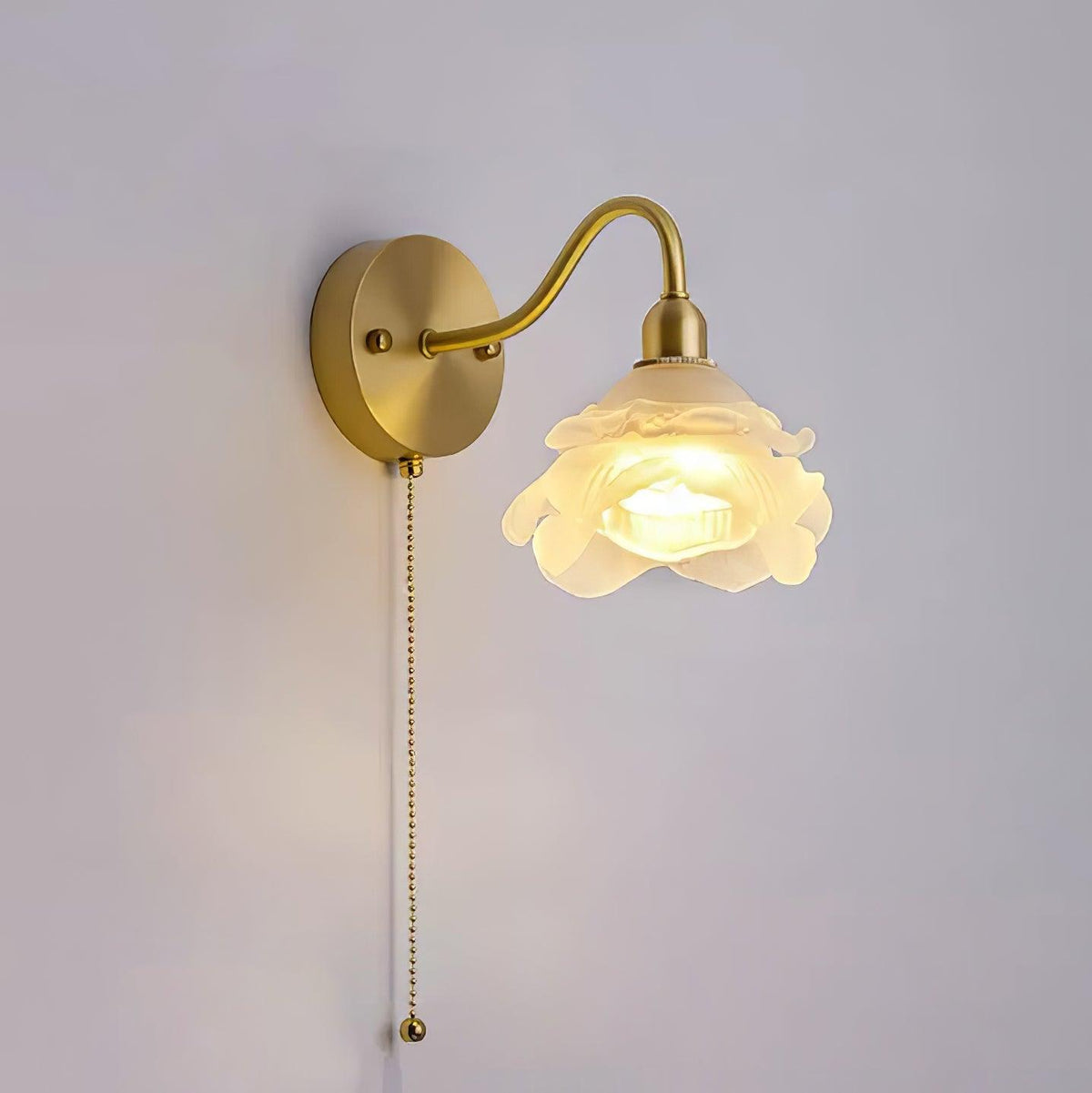 Aneris Noordse kunst Rose messing wandlamp met glas