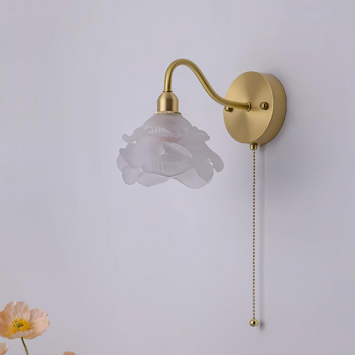 Aneris Noordse kunst Rose messing wandlamp met glas