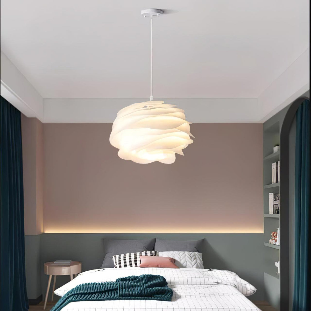 Kirove hanglamp PVC roosbloemen gelaagd romantisch