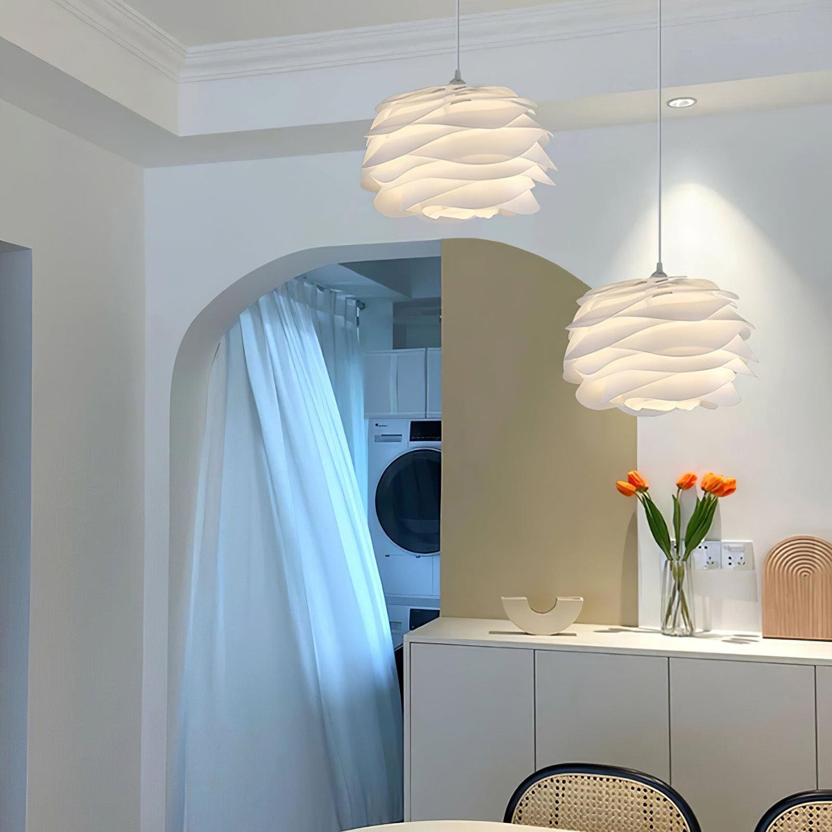 Kirove hanglamp PVC roosbloemen gelaagd romantisch