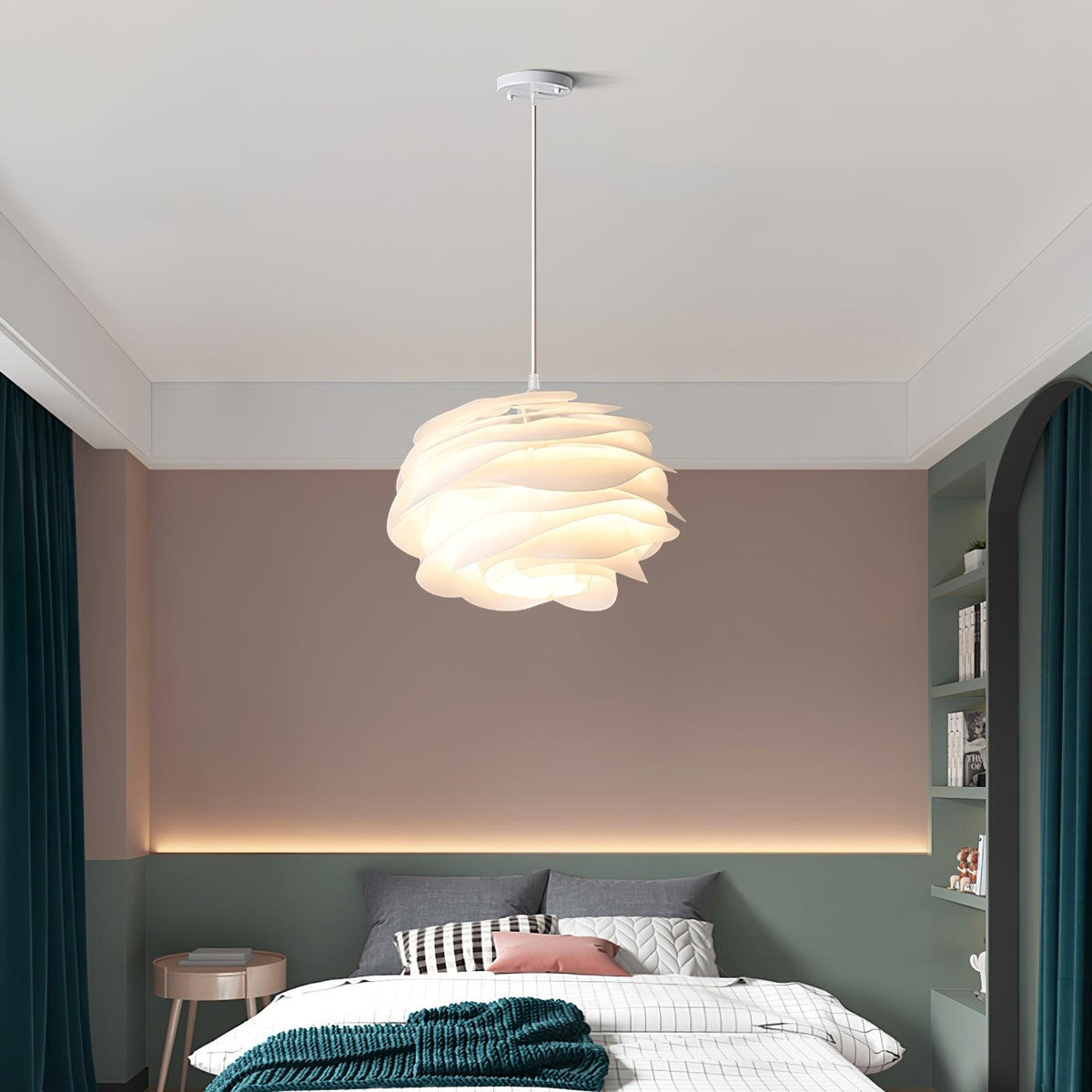 Kirove hanglamp PVC roosbloemen gelaagd romantisch