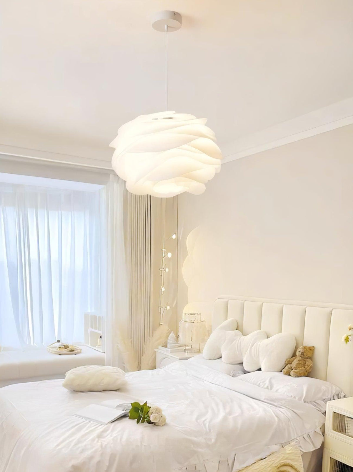 Kirove hanglamp PVC roosbloemen gelaagd romantisch