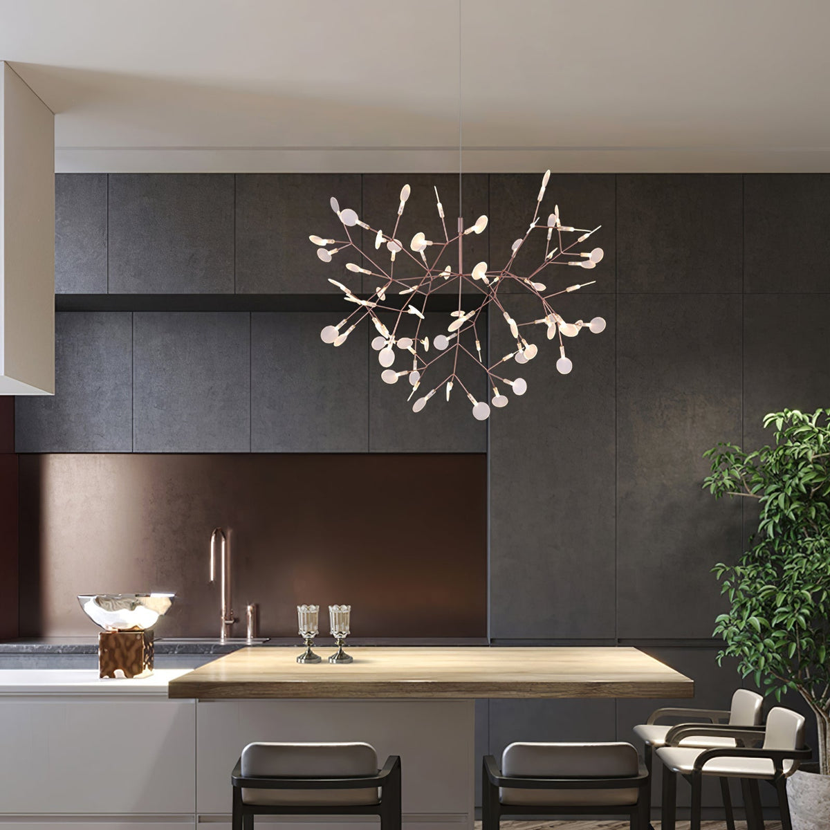 Auroreon Kroonluchter roségoud Firefly LED Tak