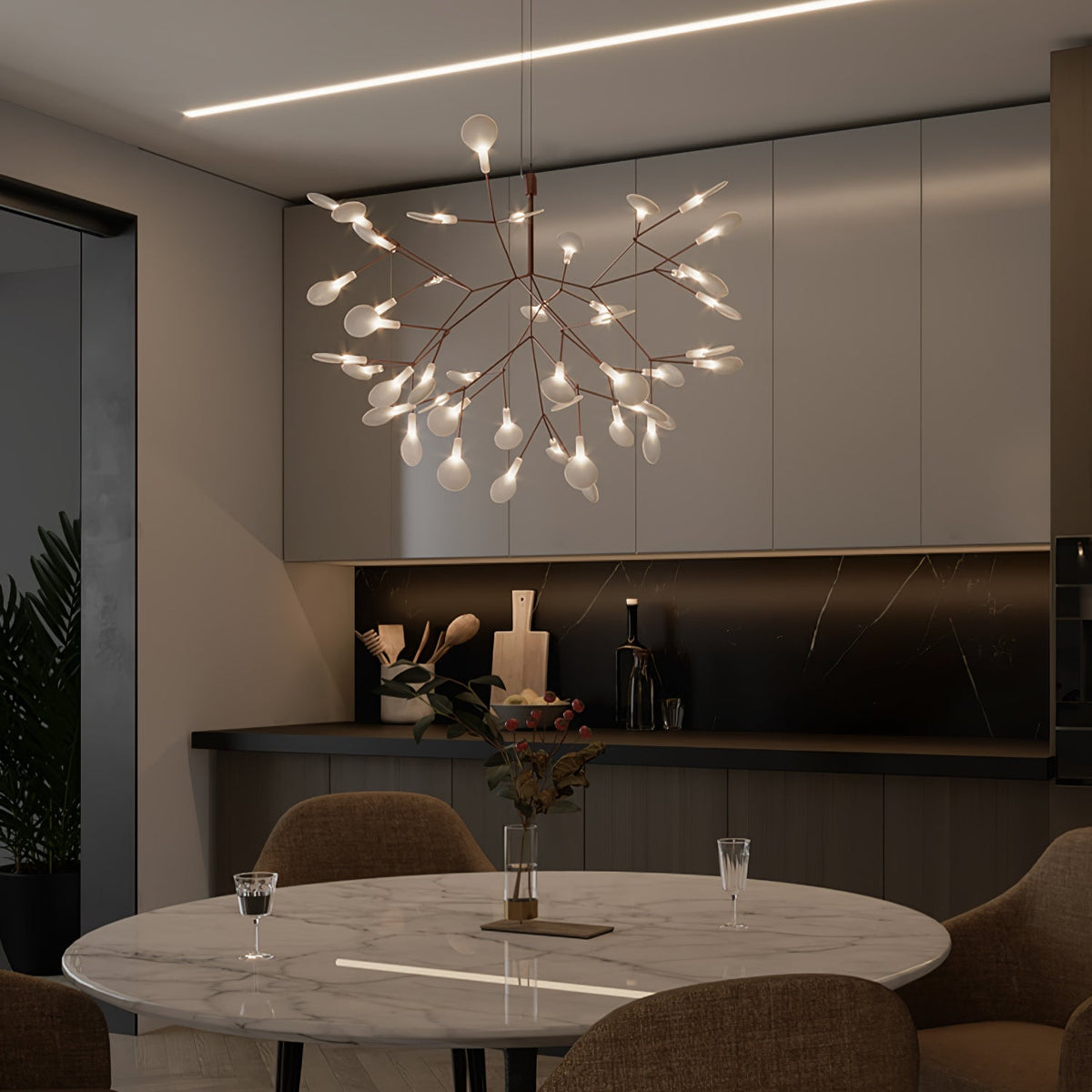 Auroreon Kroonluchter roségoud Firefly LED Tak
