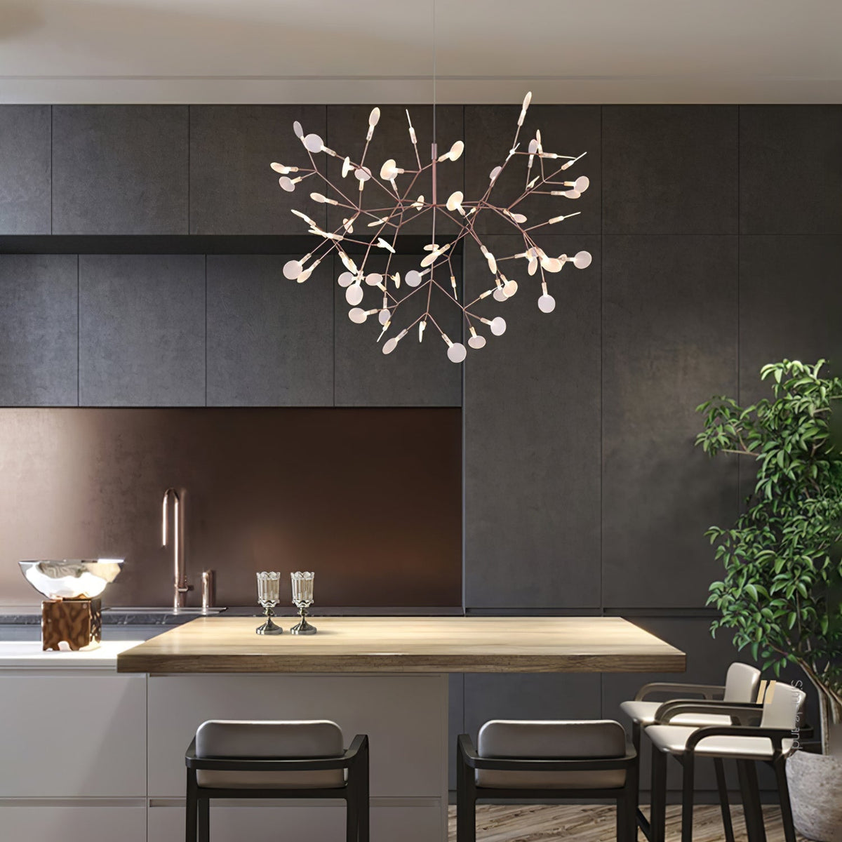 Auroreon Kroonluchter roségoud Firefly LED Tak
