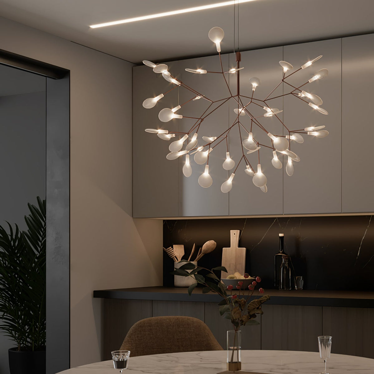 Auroreon Kroonluchter roségoud Firefly LED Tak