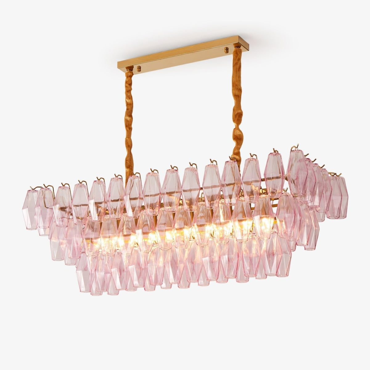 Eireora Kroonluchter Rose Prism glas Rechthoekige Gelaagde