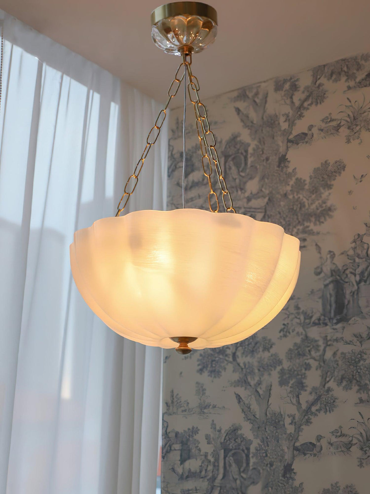 Voriq kroonluchter glazen kom messing ketting