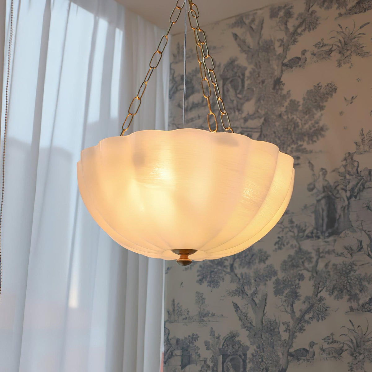 Voriq kroonluchter glazen kom messing ketting