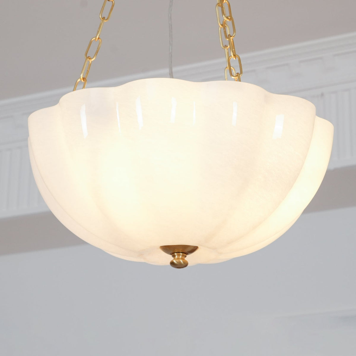 Voriq kroonluchter glazen kom messing ketting