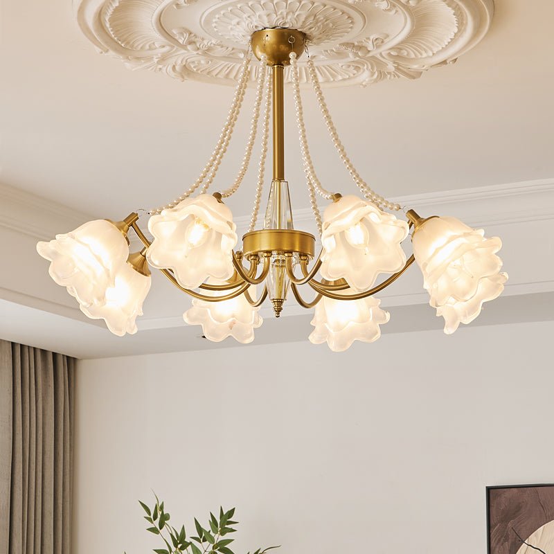 Allirila Traditionele Elegantie Vintage Bloom Parelmoer glas Kroonluchter