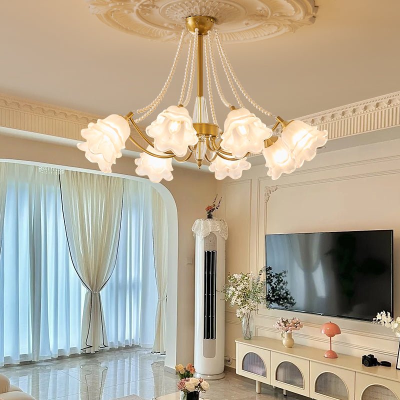 Allirila Traditionele Elegantie Vintage Bloom Parelmoer glas Kroonluchter