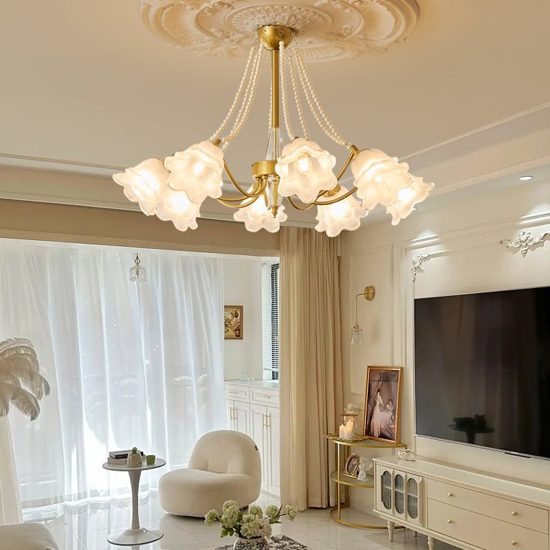 Allirila Traditionele Elegantie Vintage Bloom Parelmoer glas Kroonluchter