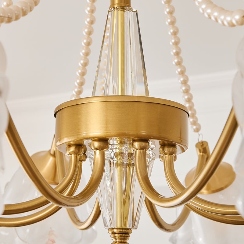 Allirila Traditionele Elegantie Vintage Bloom Parelmoer glas Kroonluchter
