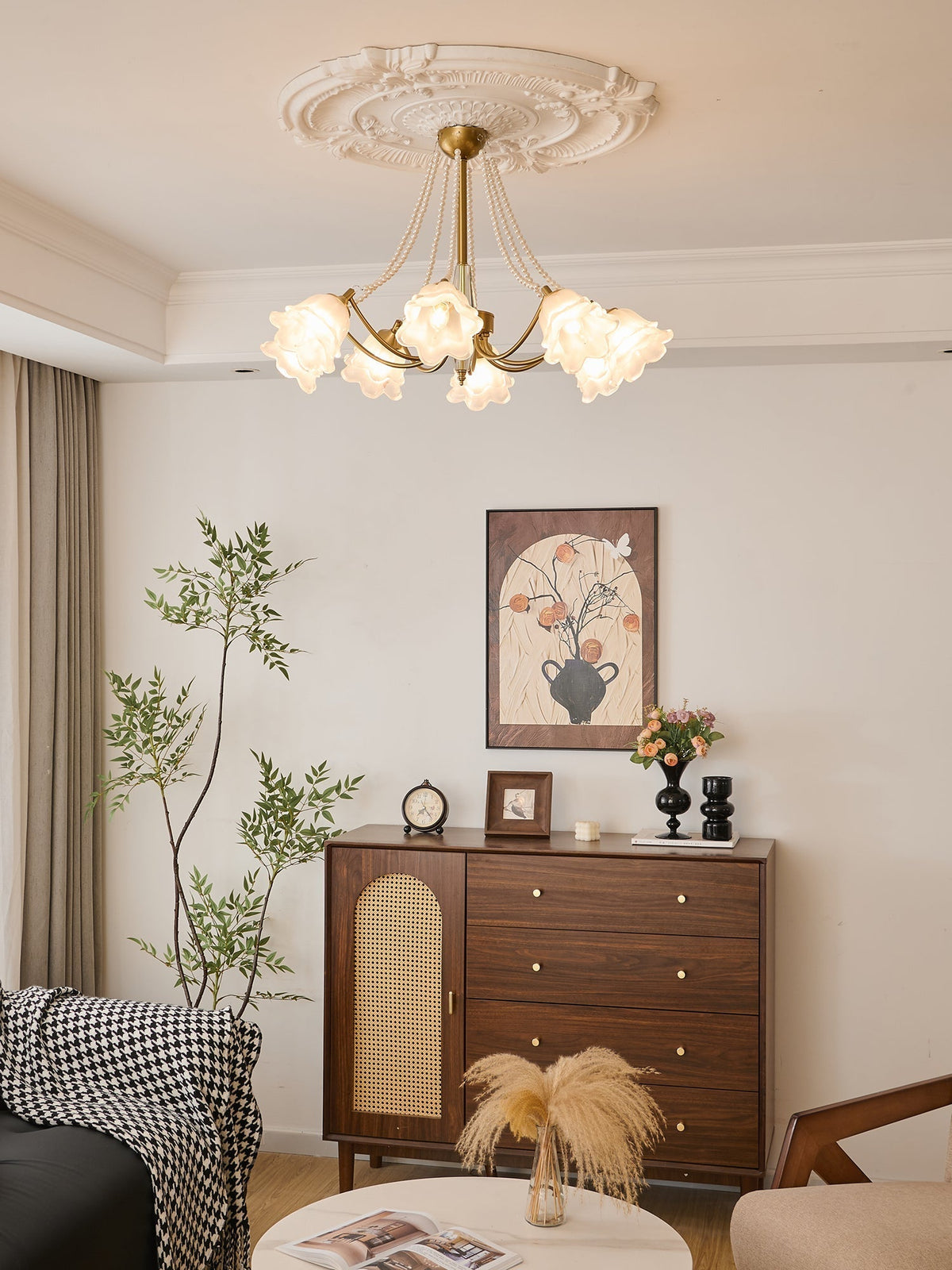 Allirila Traditionele Elegantie Vintage Bloom Parelmoer glas Kroonluchter