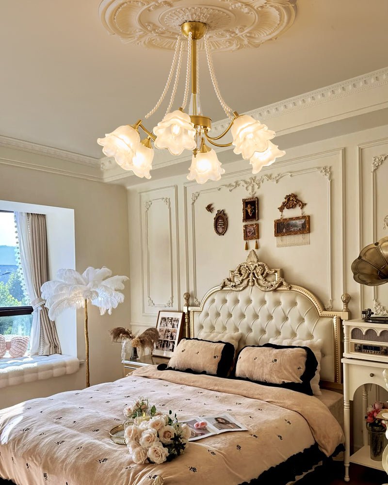 Allirila Traditionele Elegantie Vintage Bloom Parelmoer glas Kroonluchter
