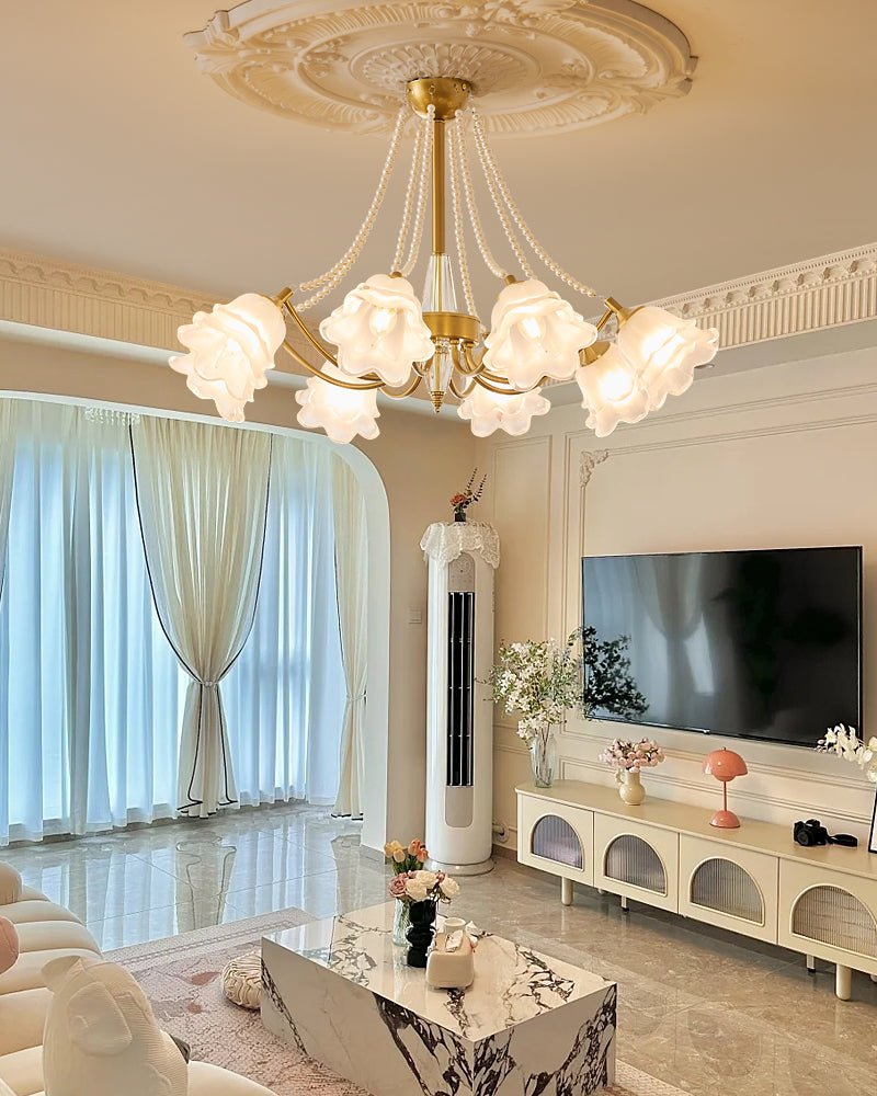 Allirila Traditionele Elegantie Vintage Bloom Parelmoer glas Kroonluchter