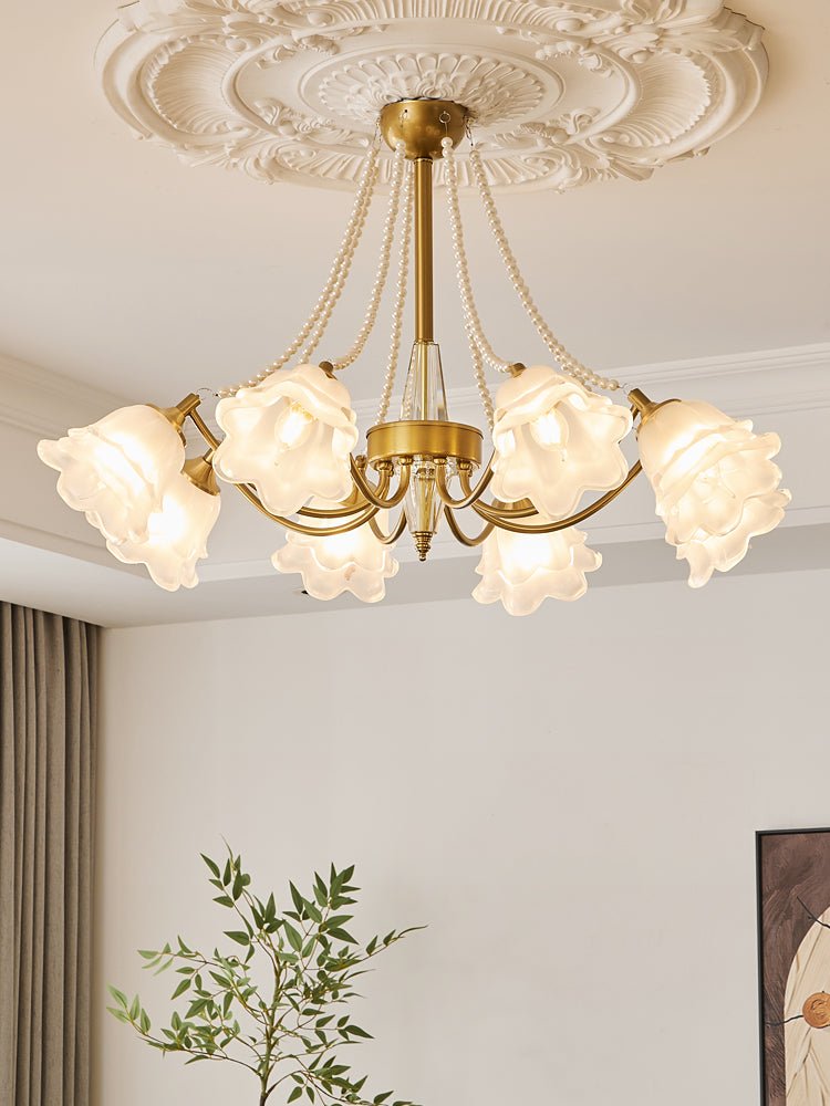 Allirila Traditionele Elegantie Vintage Bloom Parelmoer glas Kroonluchter