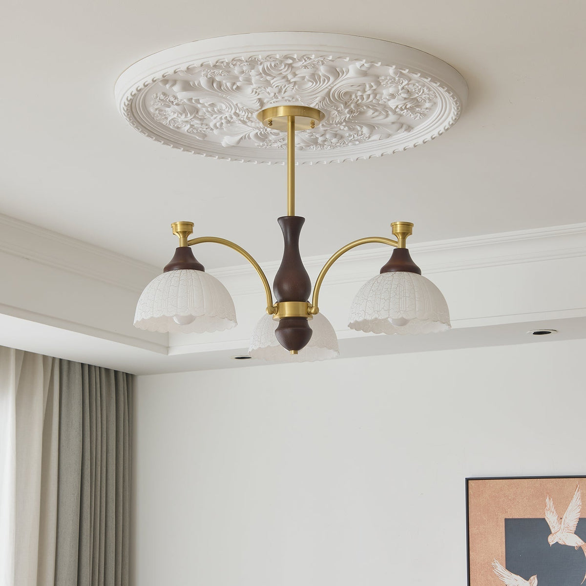 Avvynila Traditionele Elegantie Vintage messing Hout Kroonluchter