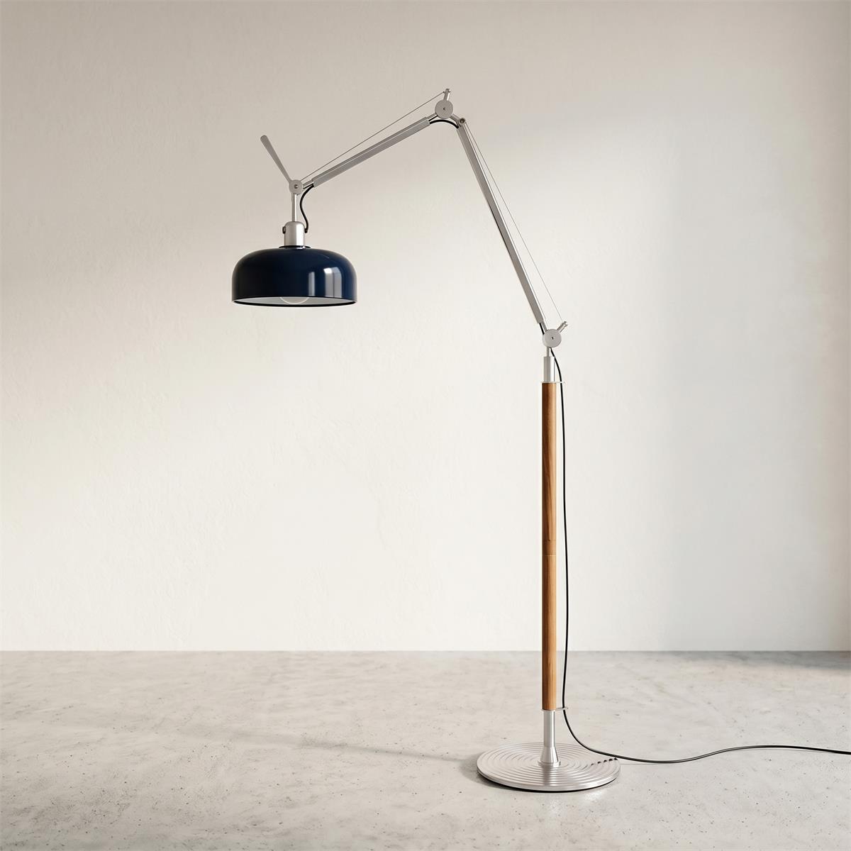 Rudy vloerlamp karmozijnrood esdoornhout met beweegbare arm