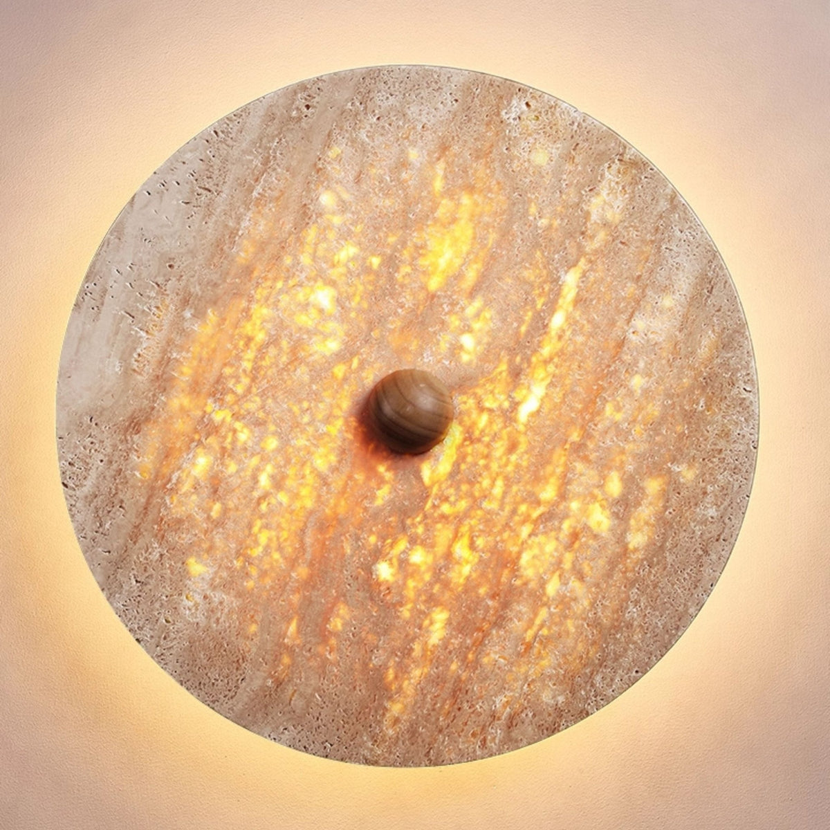 Valisine ronde travertin wandlamp