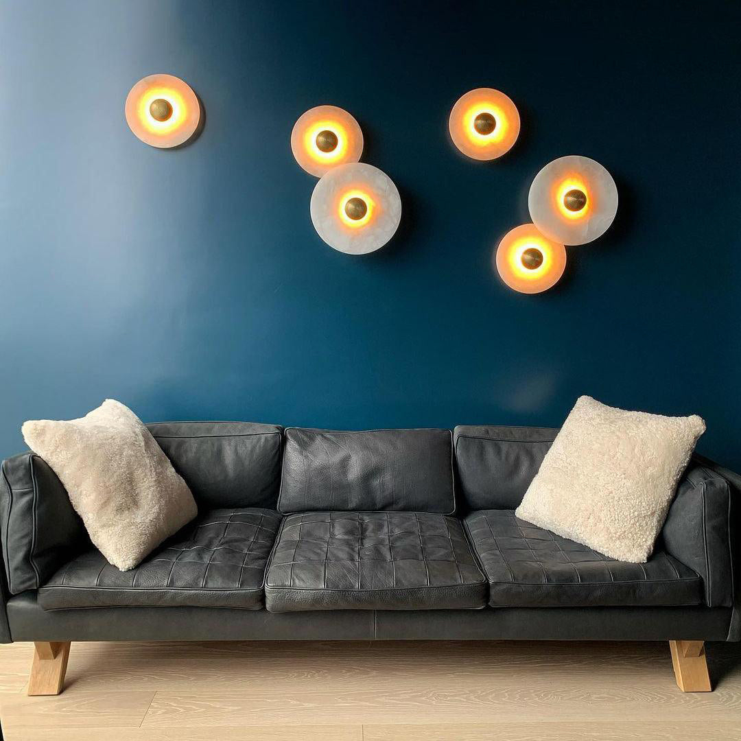 Apollo ronde albasten wandlamp