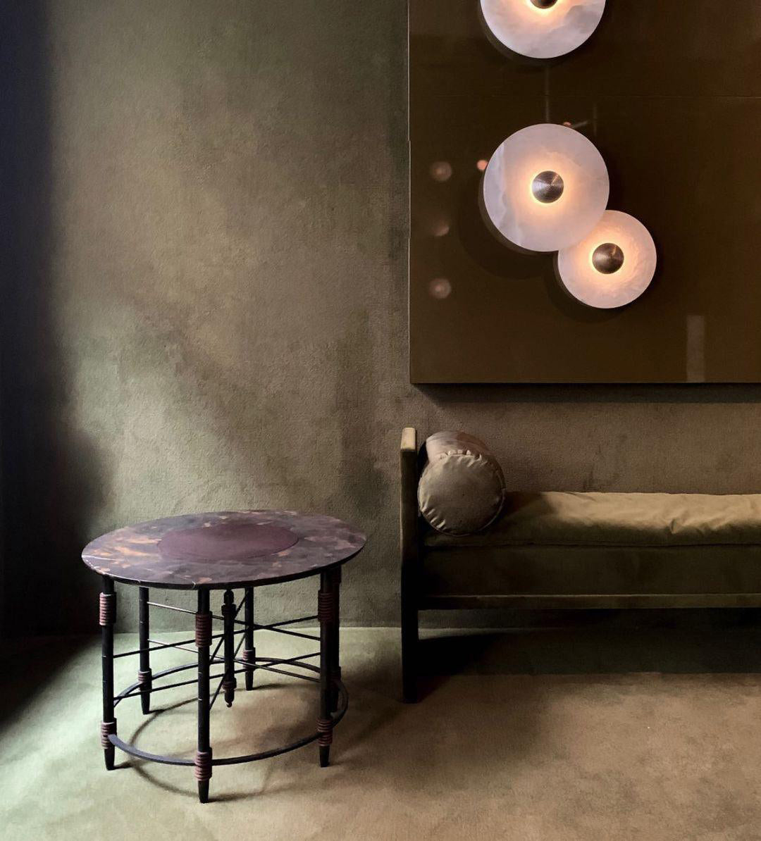 Apollo ronde albasten wandlamp