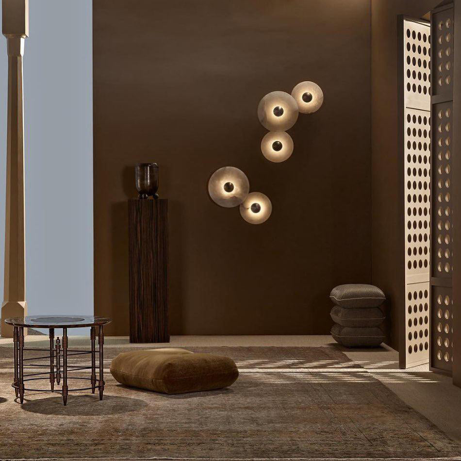 Apollo ronde albasten wandlamp