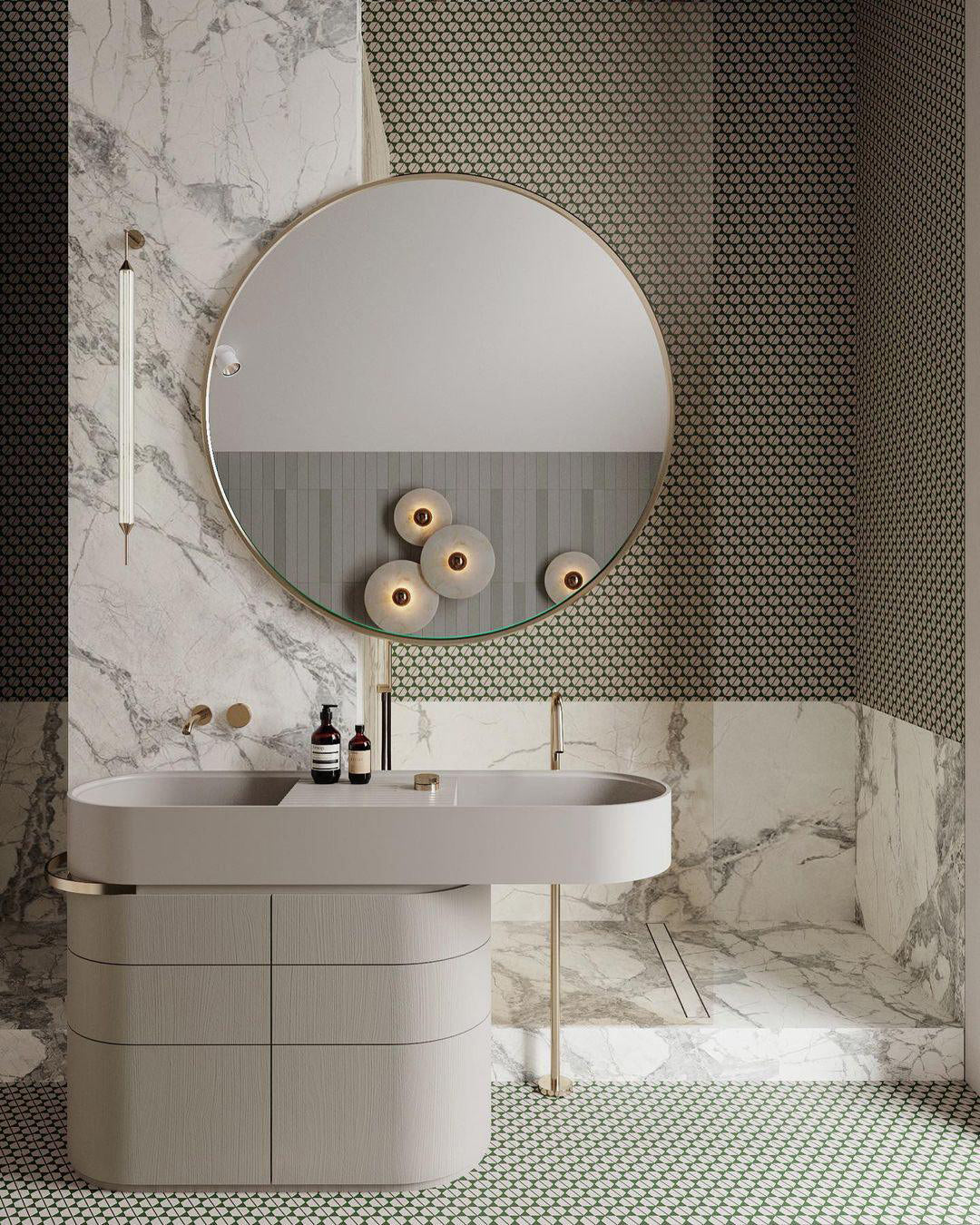Apollo ronde albasten wandlamp