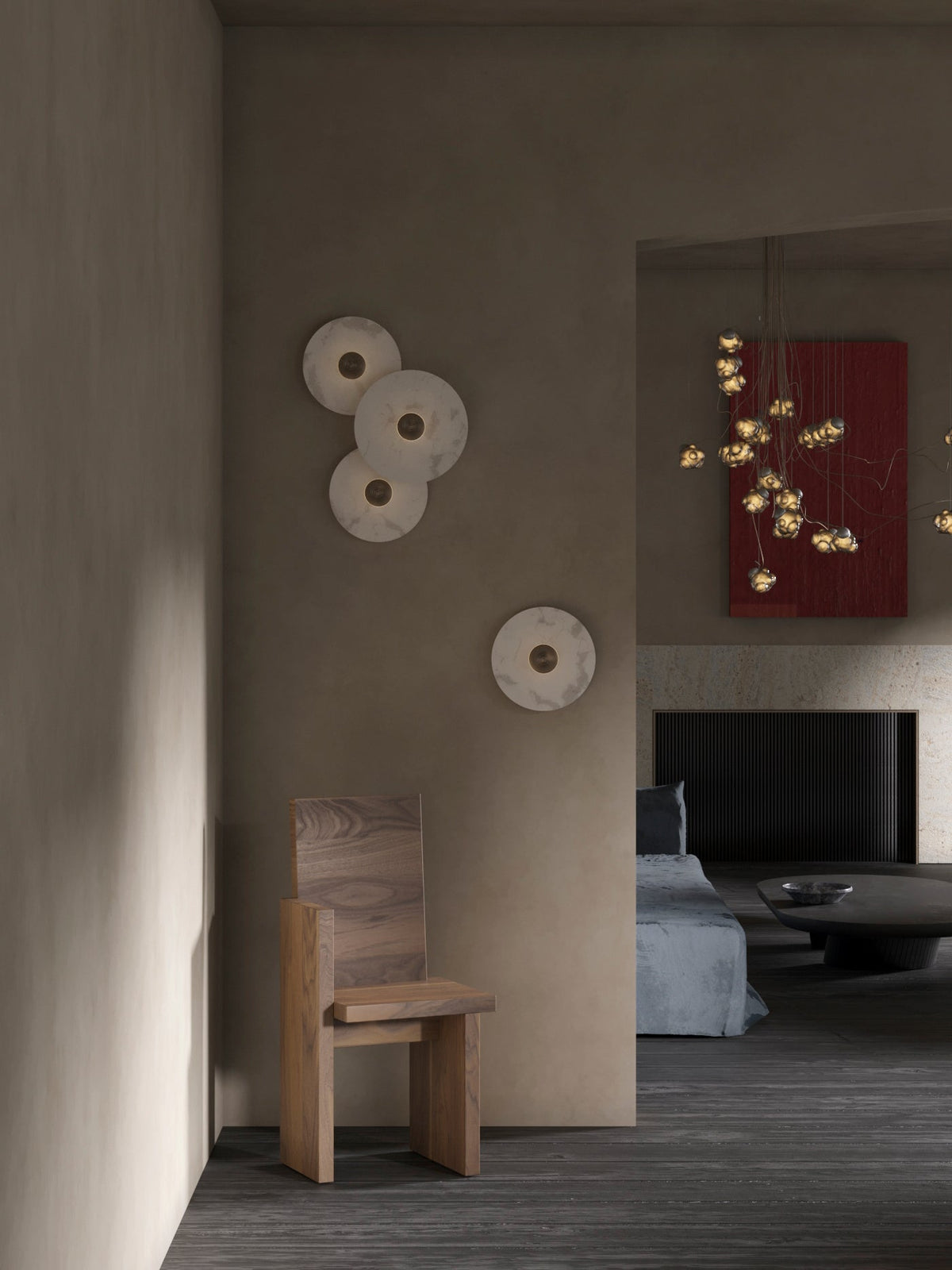Apollo ronde albasten wandlamp