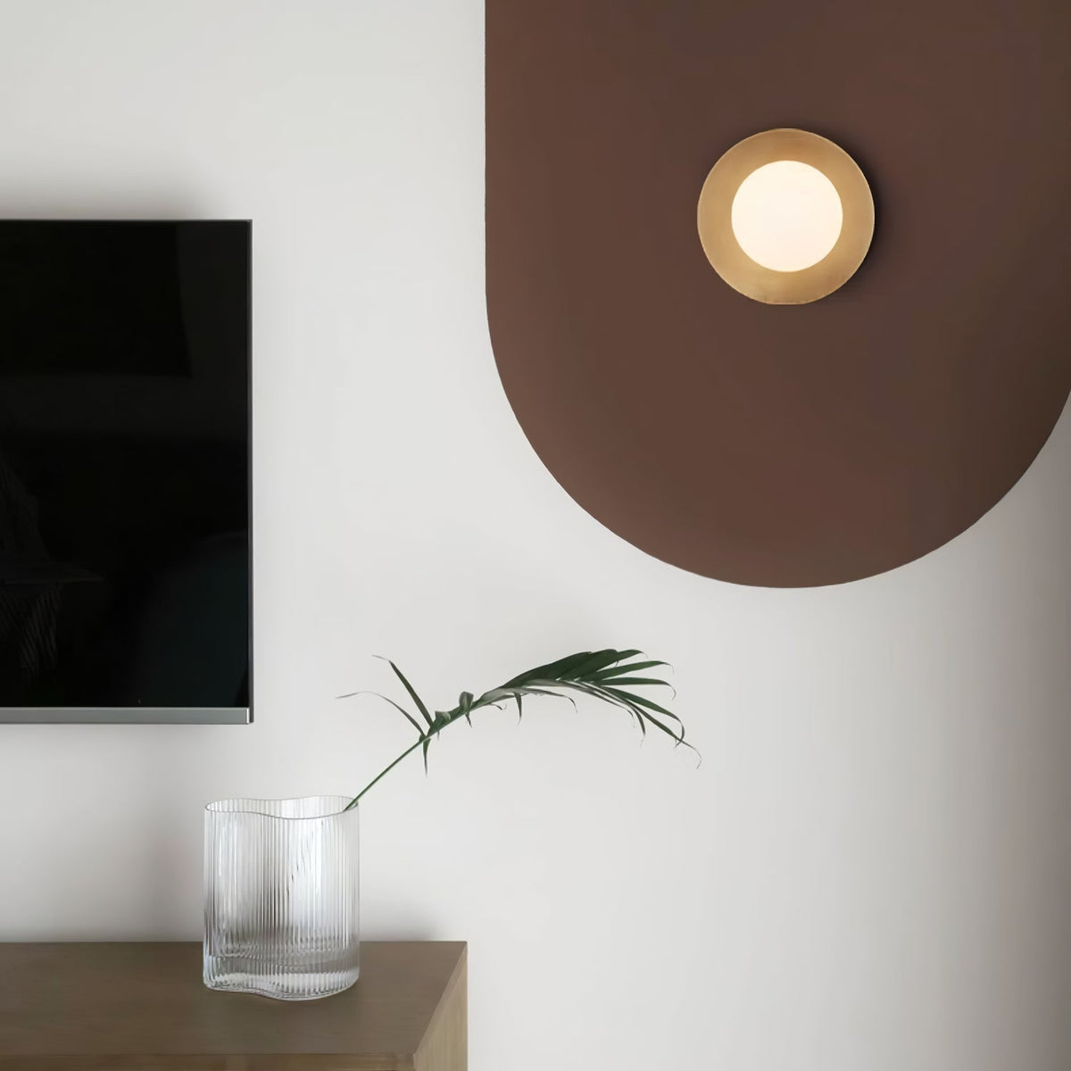 Elem modern Minimalistisch Rond Kunstzinnig Messing Glas Wandlamp