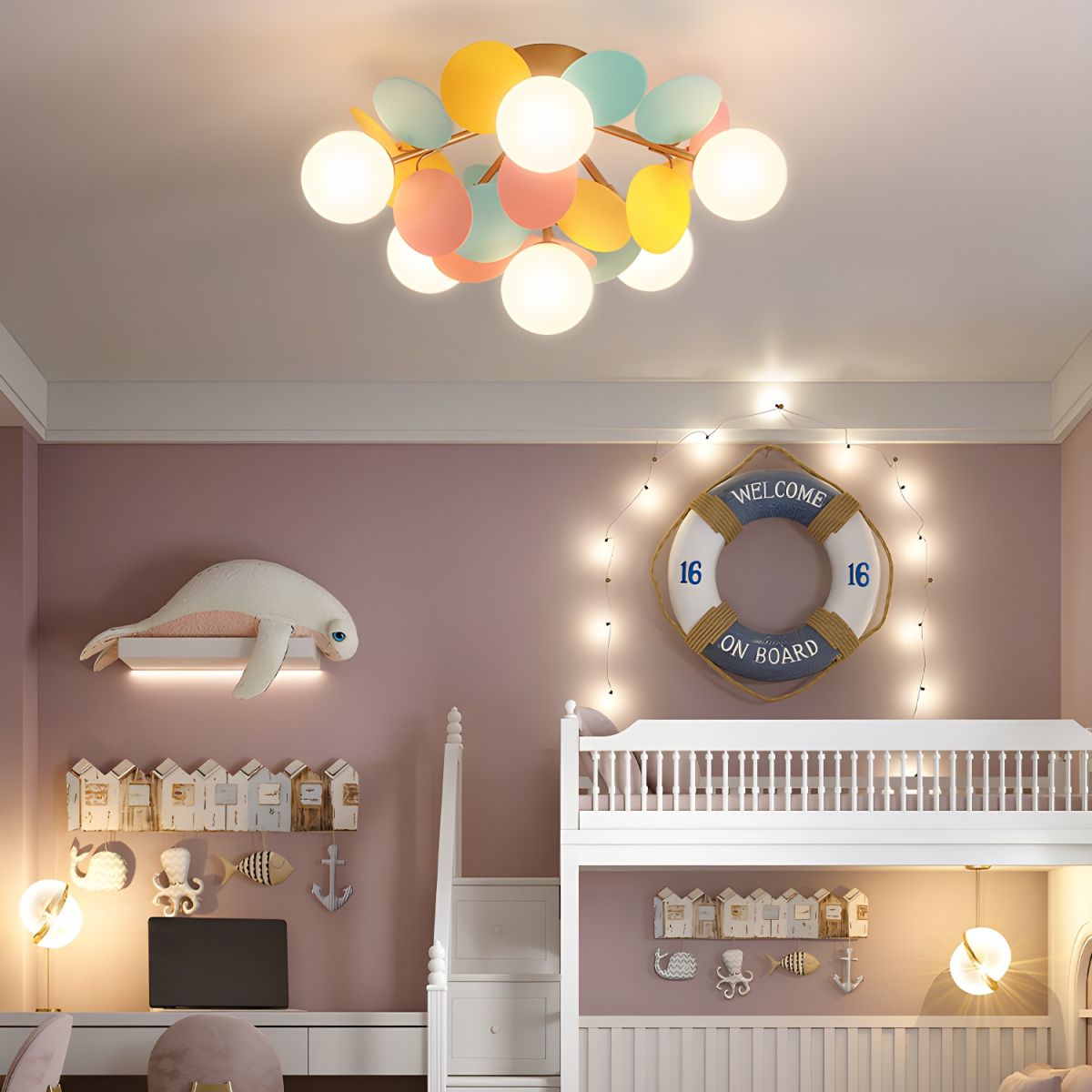 Renanina plafondlamp Ronde Macaron met pastelkleuren