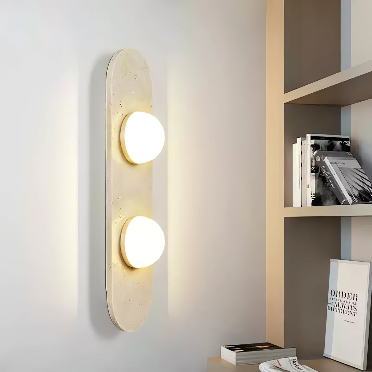 Zasoliel wandlamp met minimalistisch ontwerp in geel travertin