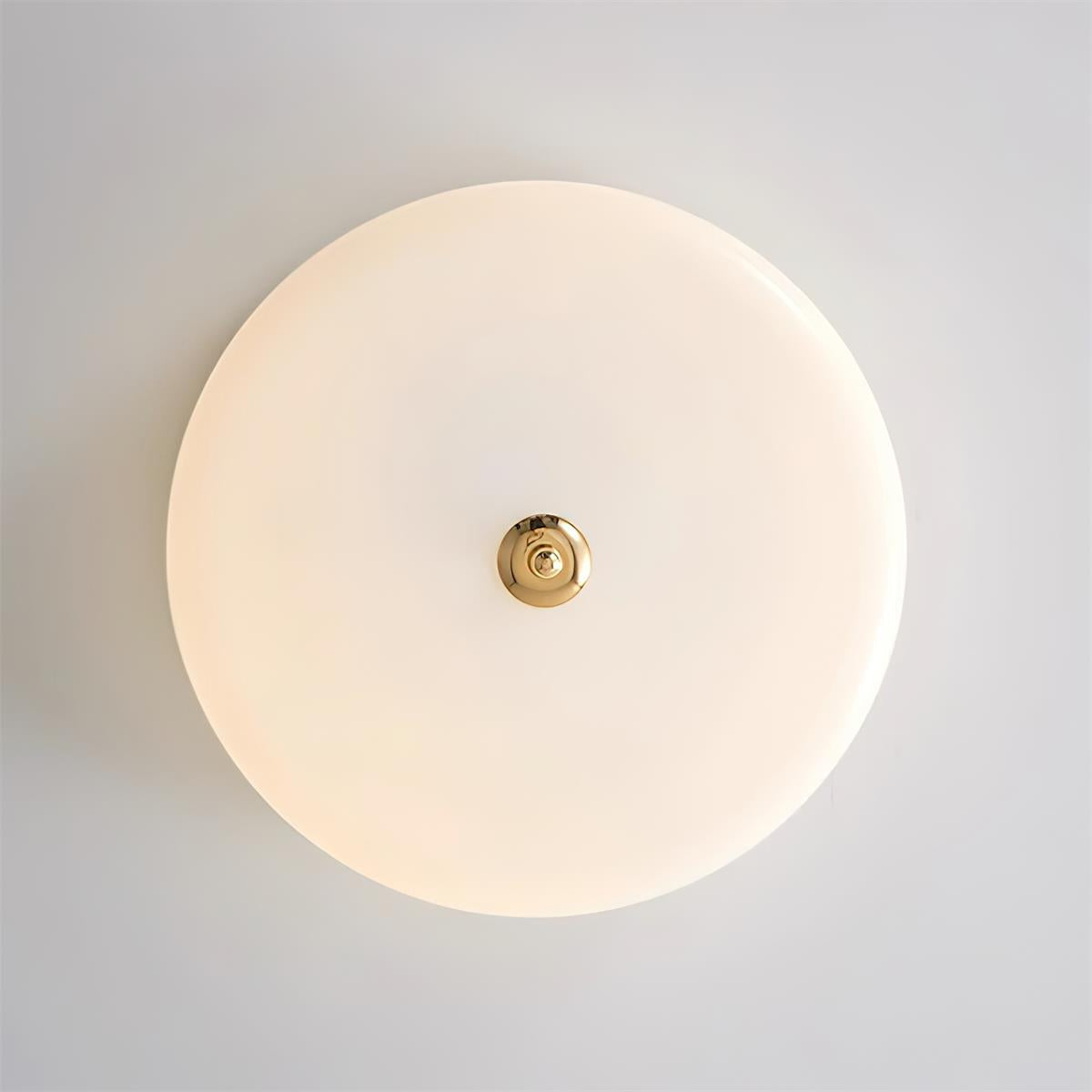 Cora plafondlamp dubbele laag glas schijf walnoot minimalistisch
