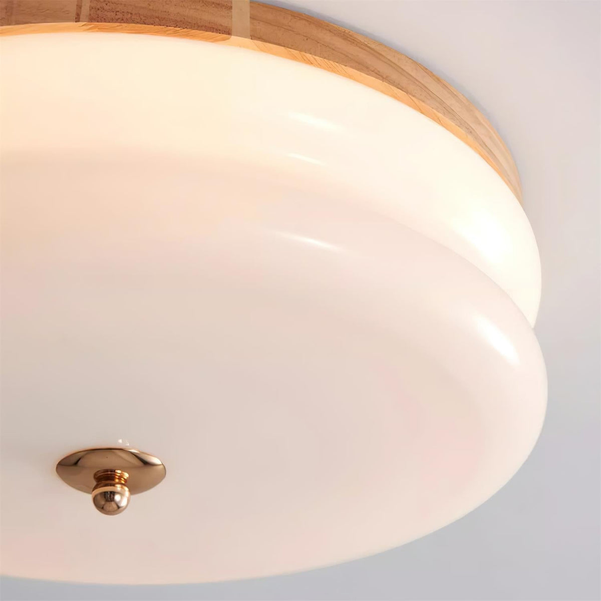Cora plafondlamp dubbele laag glas schijf walnoot minimalistisch