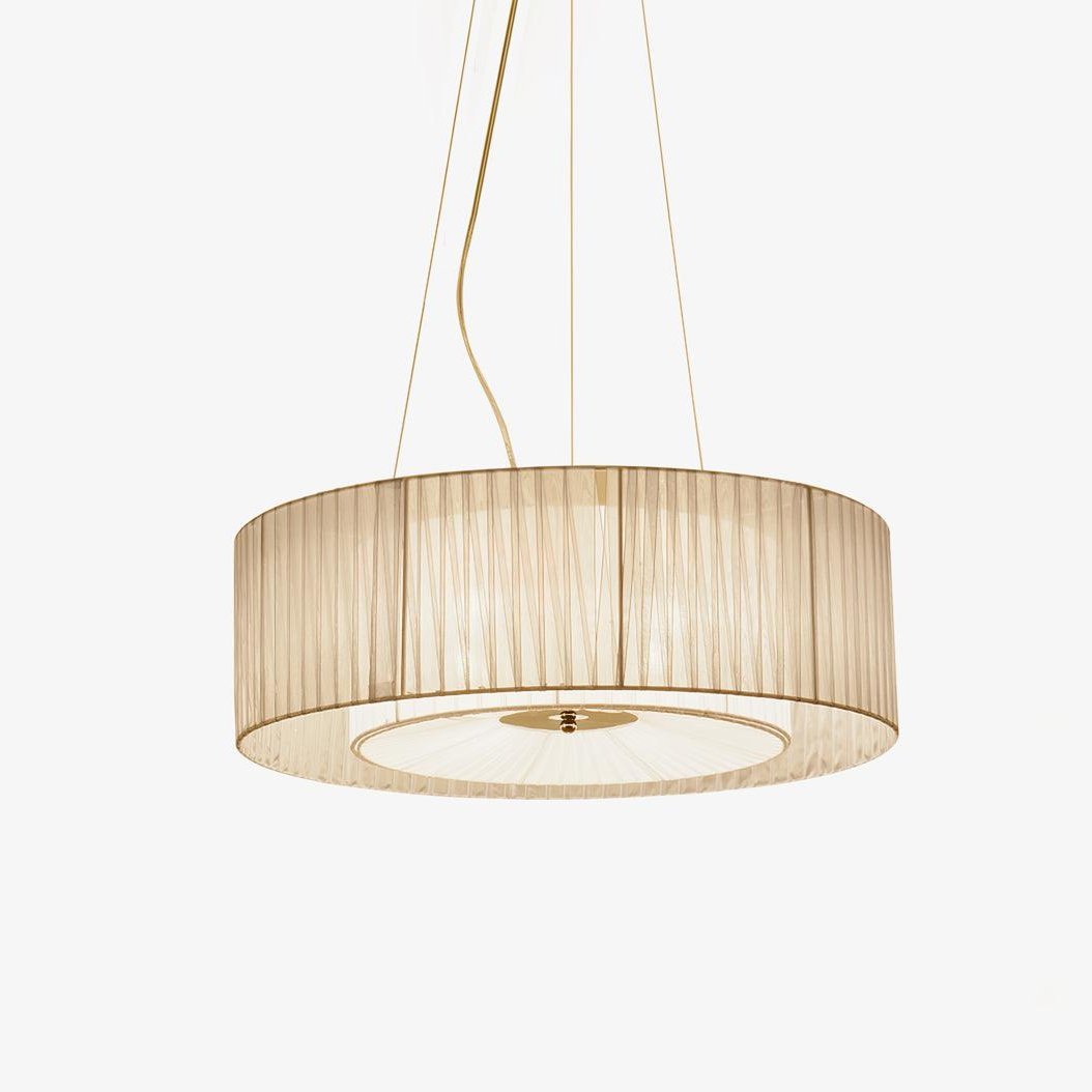 Leo Moderne hanglamp van beige en chroom