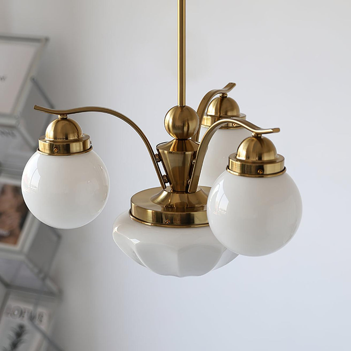Ririxon Kroonluchter Retro Chic Bolvormig Wit glas