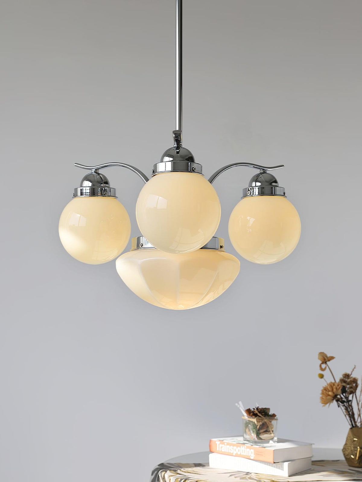 Ririxon Kroonluchter Retro Chic Bolvormig Wit glas