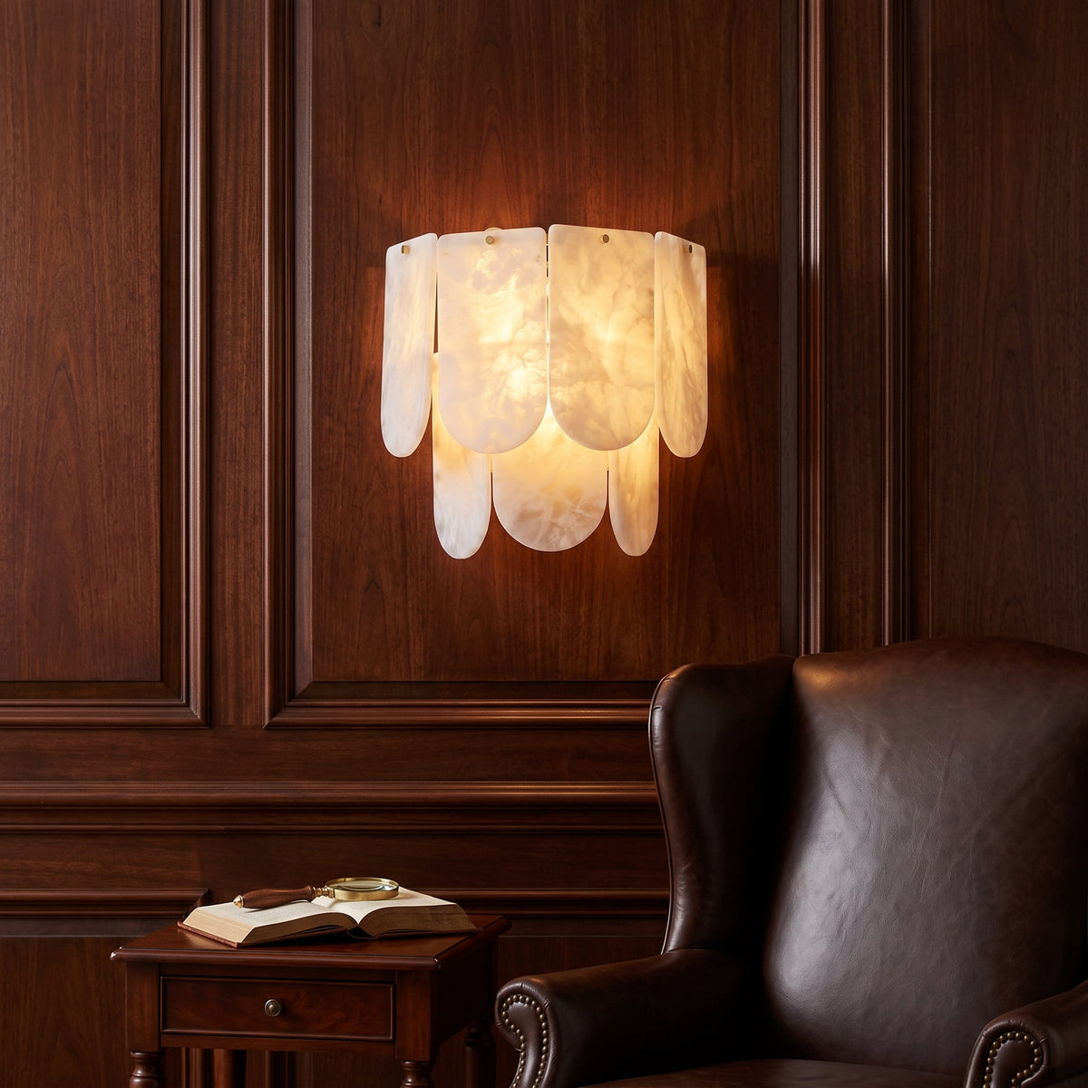 Ormondcombe albast tegel wandlamp