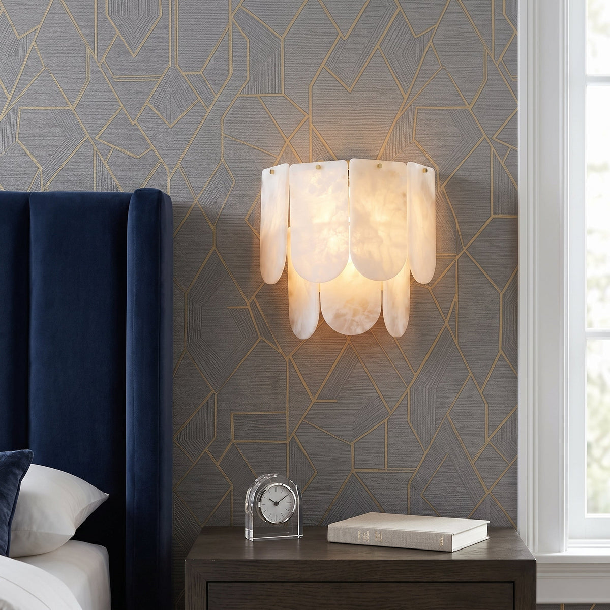 Ormondcombe albast tegel wandlamp
