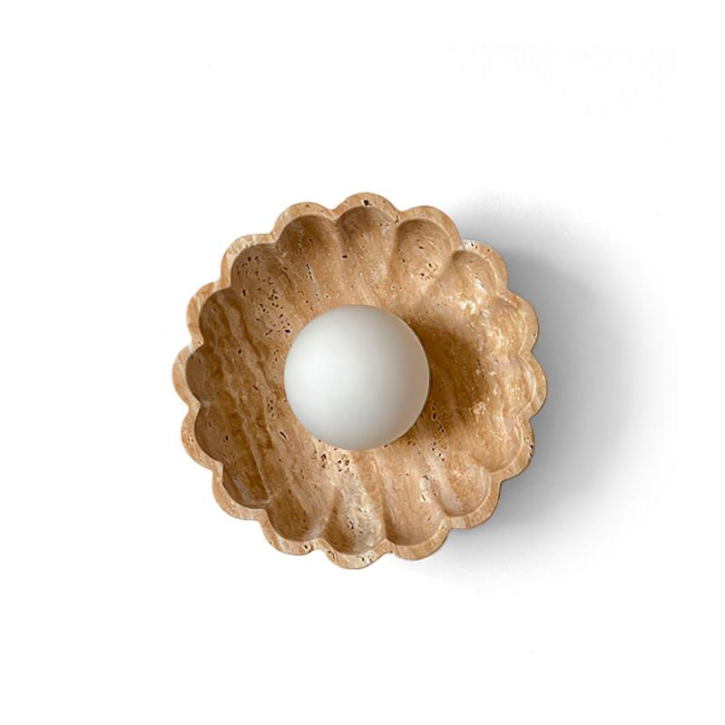 Valielia Flower wandlamp Beige Geel travertin