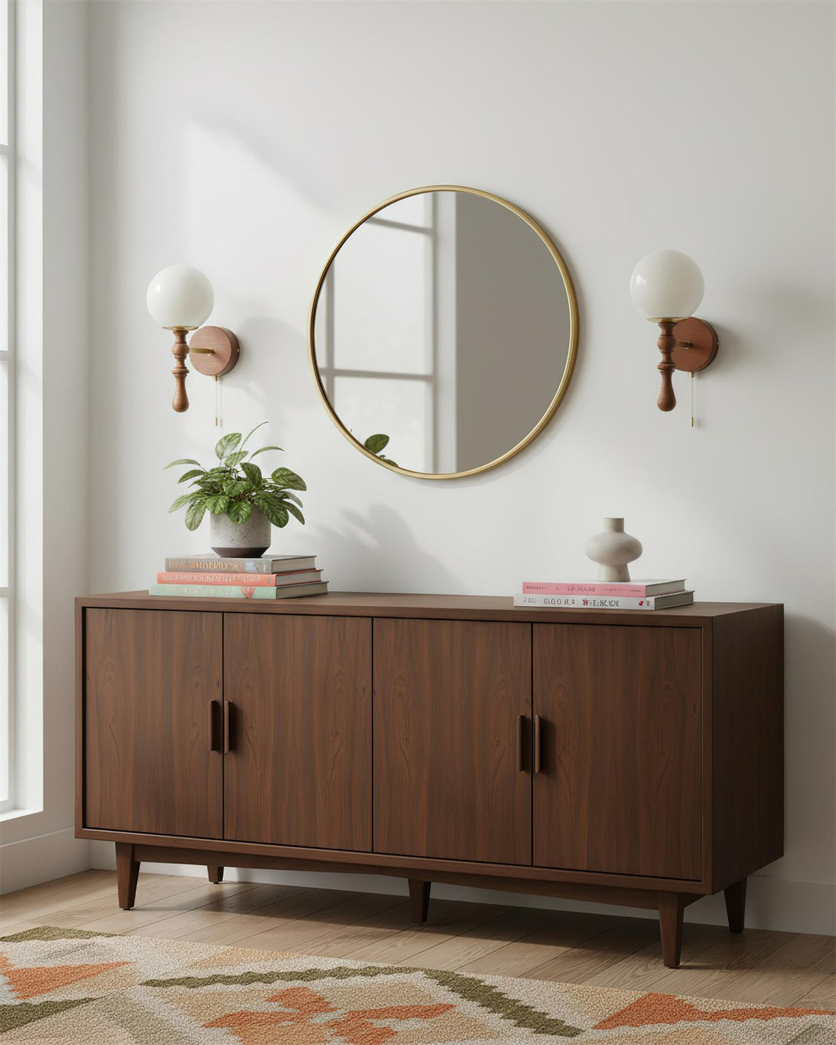 Walnut houten wandlamp