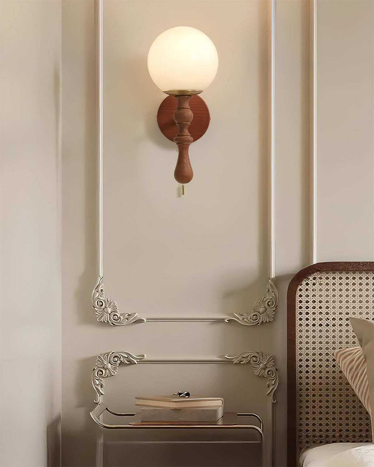 Walnut houten wandlamp