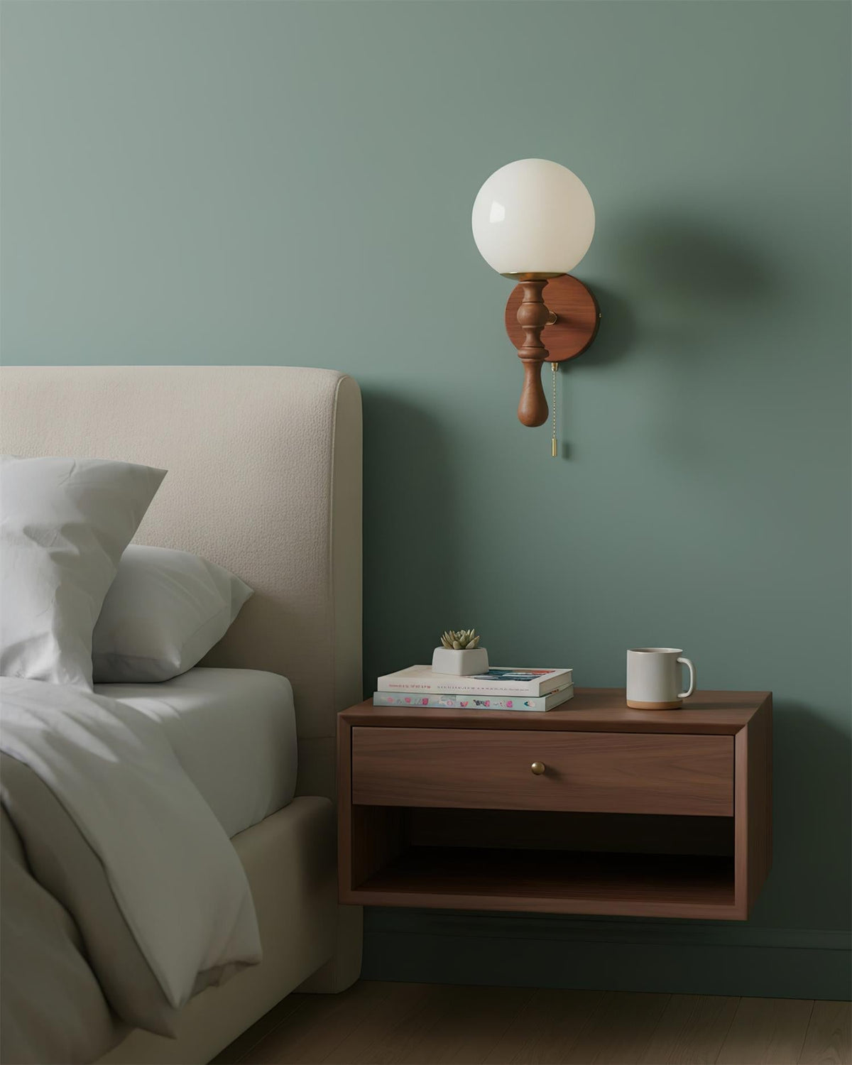 Walnut houten wandlamp