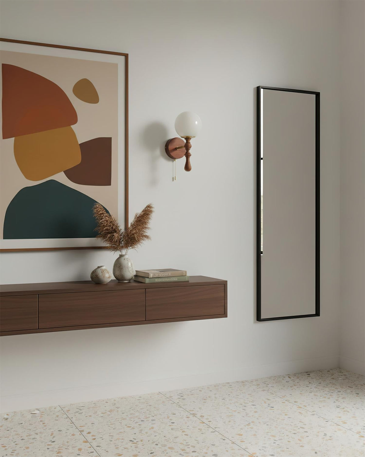 Walnut houten wandlamp