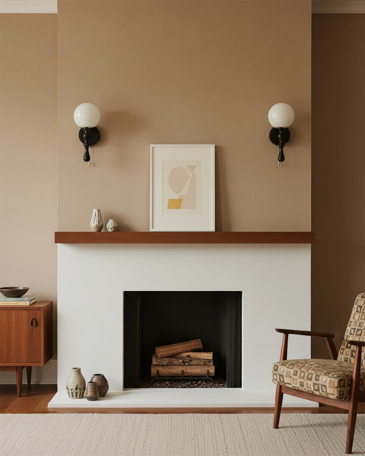 Walnut houten wandlamp