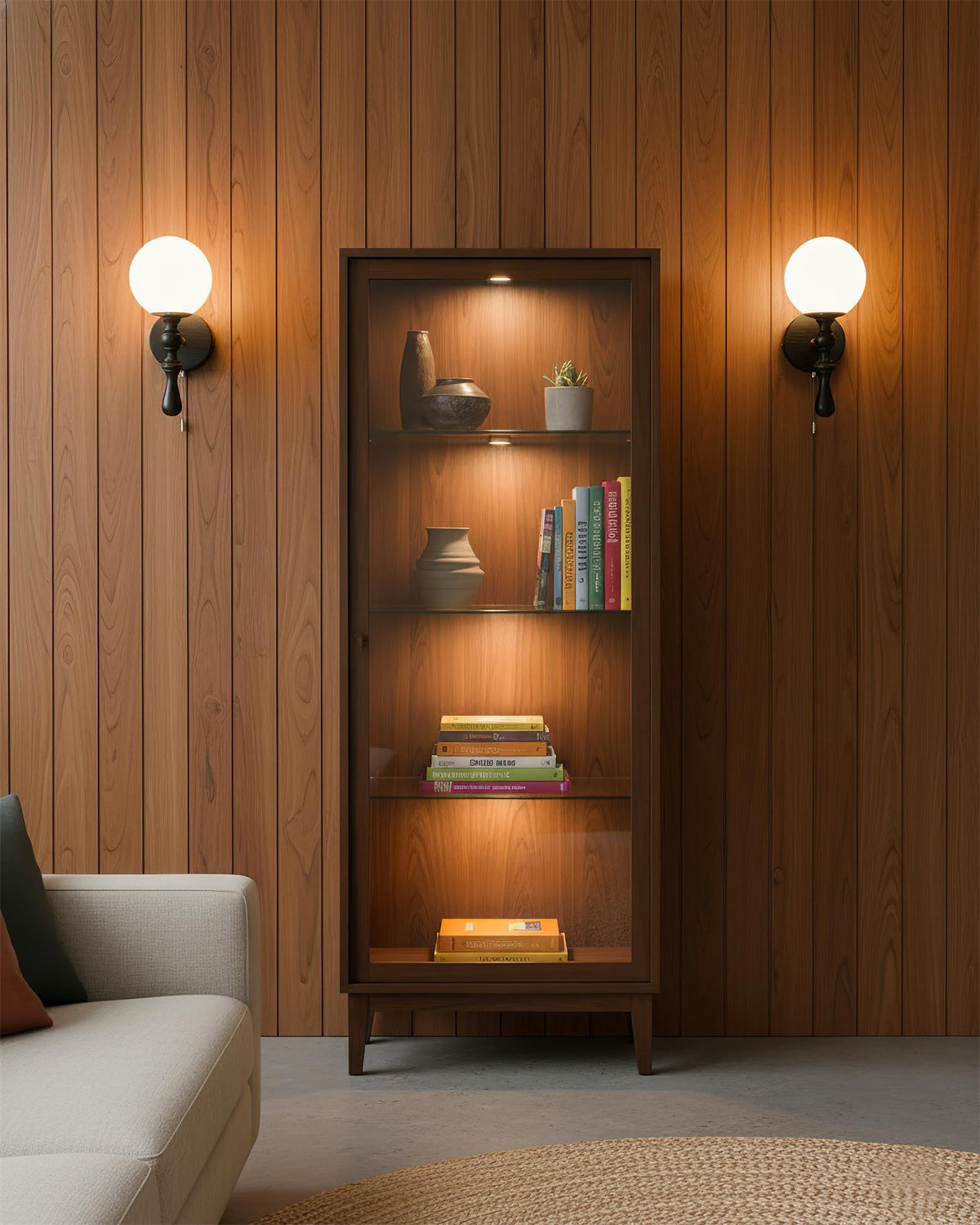 Walnut houten wandlamp
