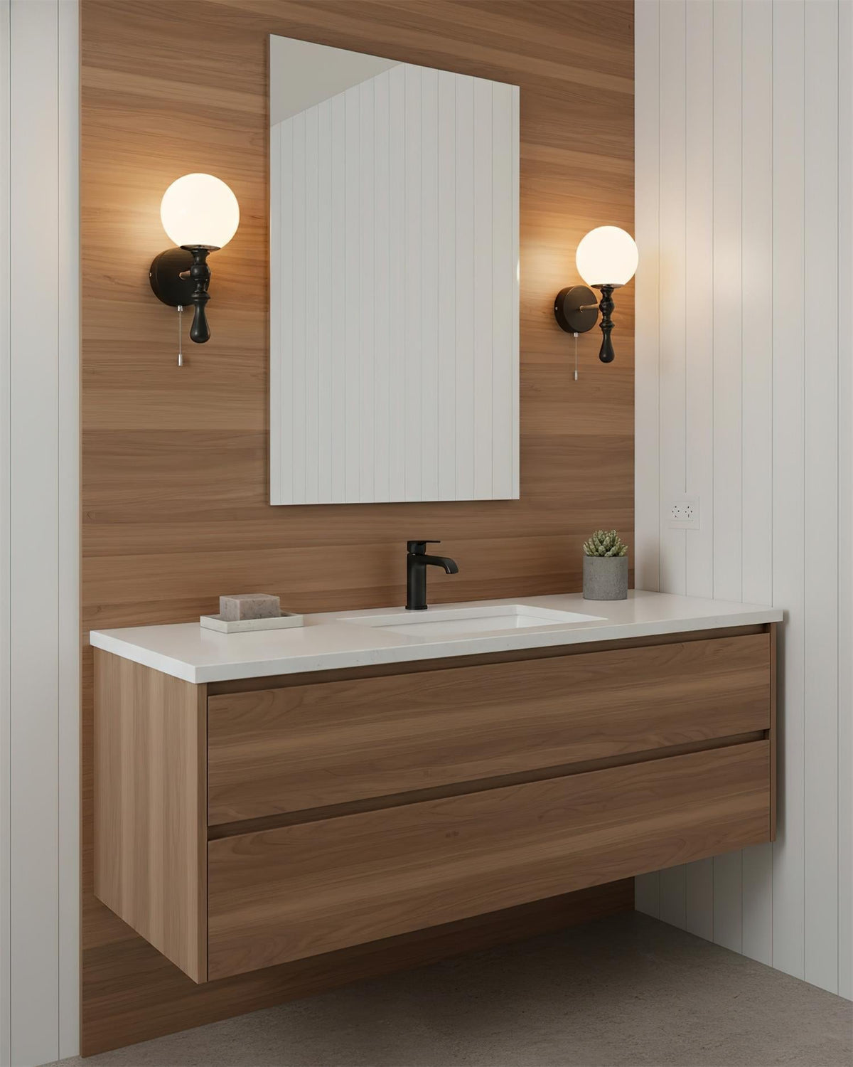 Walnut houten wandlamp