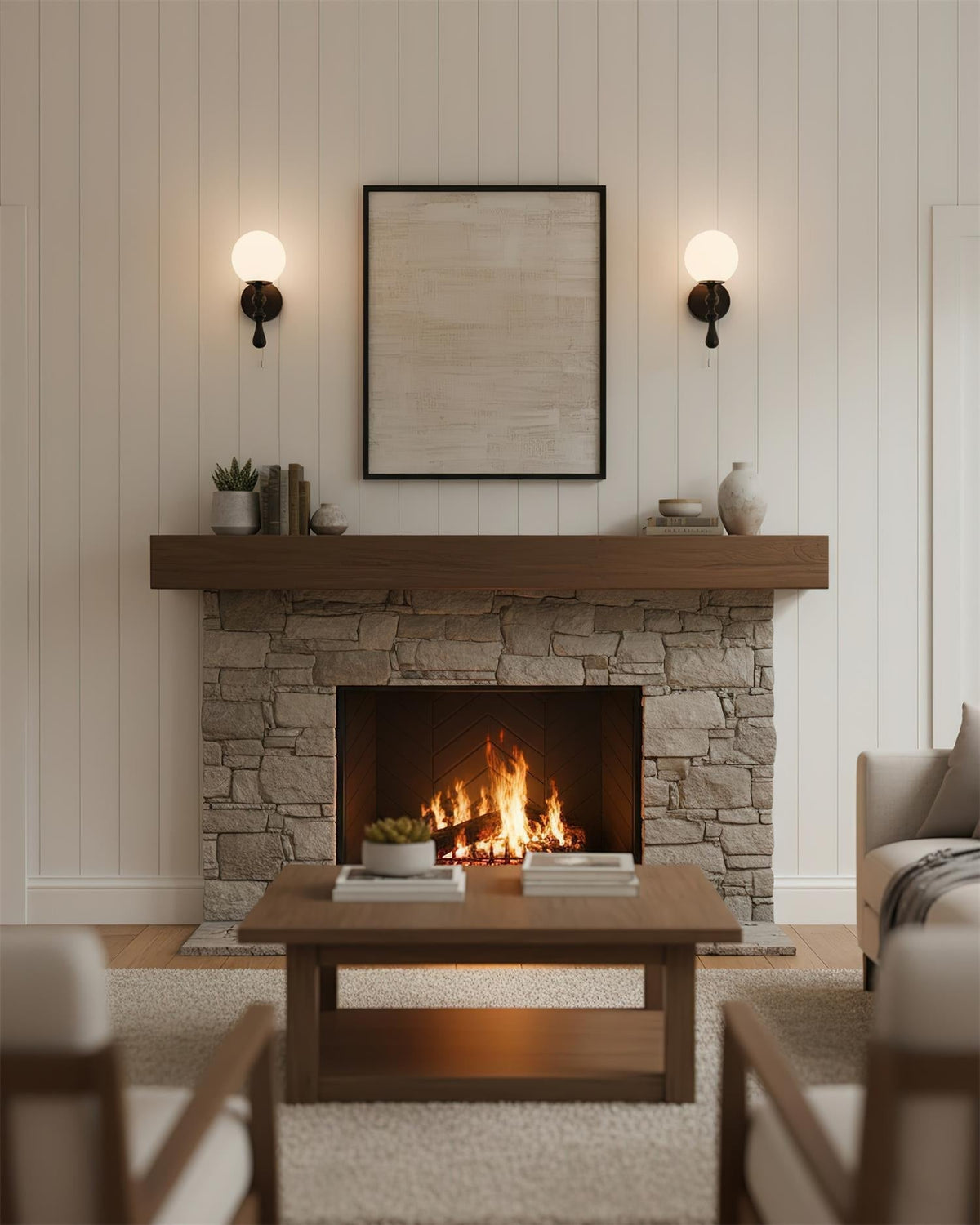 Walnut houten wandlamp