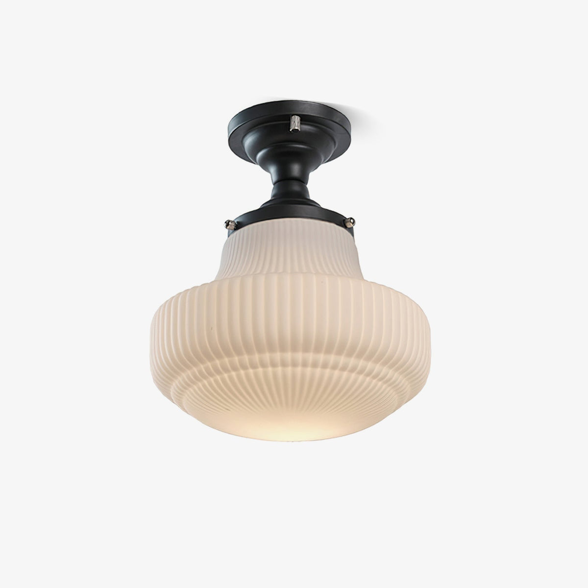 Eireian Schoolhouse Vlakke plafondlamp met Geribbelde Glazen Kap